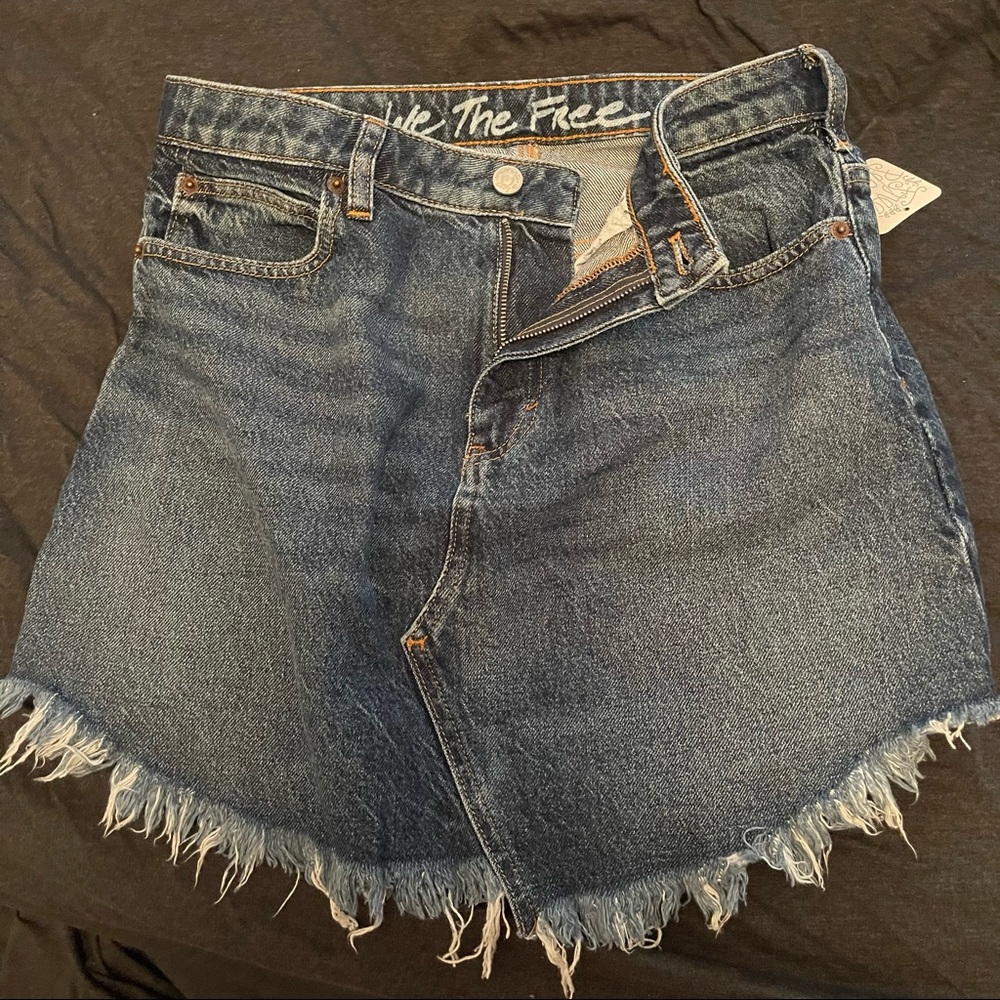 NWT Free People - We The Free denim brea cutoff skirt sz 25